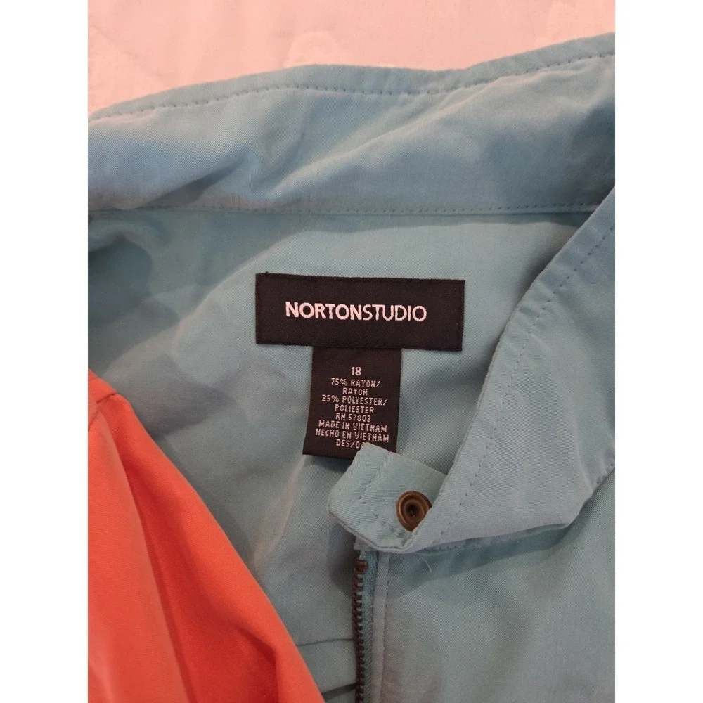 NORTONSTUDIO‎ Women's Bundle Orange and Teal Bomber Jacket Zip Front Size 18